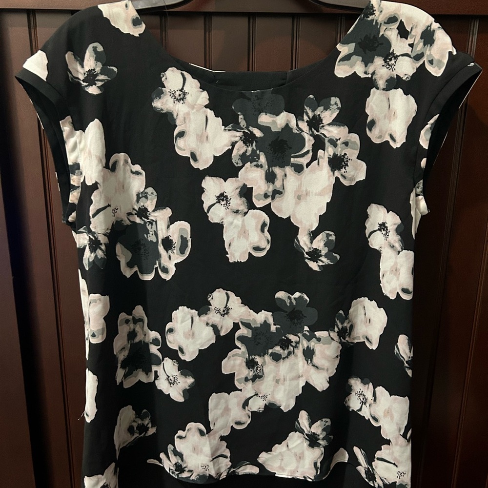 Floral Black and White Women's Top